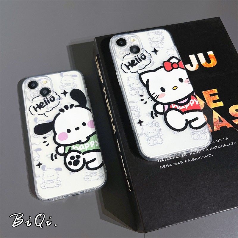 必启 帕恰狗HelloKitty情侣可爱适用iPhone14手机壳苹果13ProMax软壳12mini硅胶15防摔16全包8plus男女7透明6