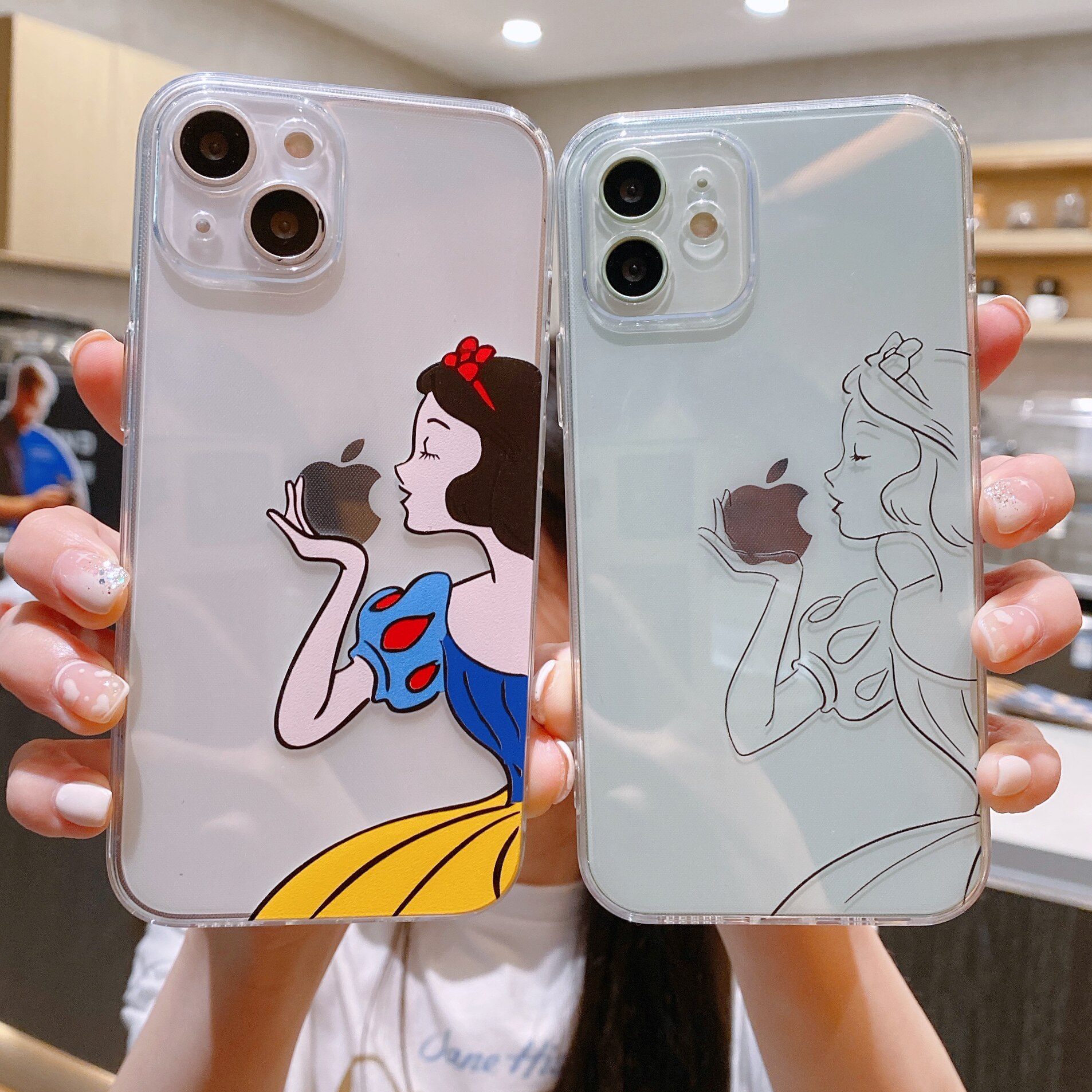 卡通可爱公主适用苹果12promax手机壳透明女13mini/15软8plus/6s硅胶se3新款创意7p防摔壳13pro/xsmax/16直边