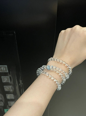 男女天然水晶明星同款搭配海蓝宝