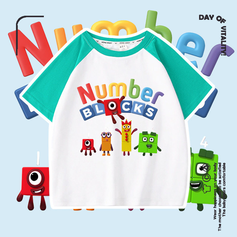 数字积木衣服儿童t恤短袖number