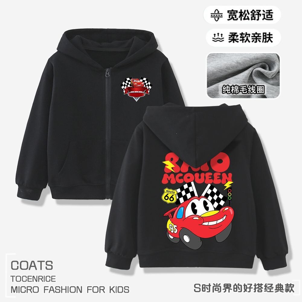 汽车总动员男童连帽拉链卫衣卡通