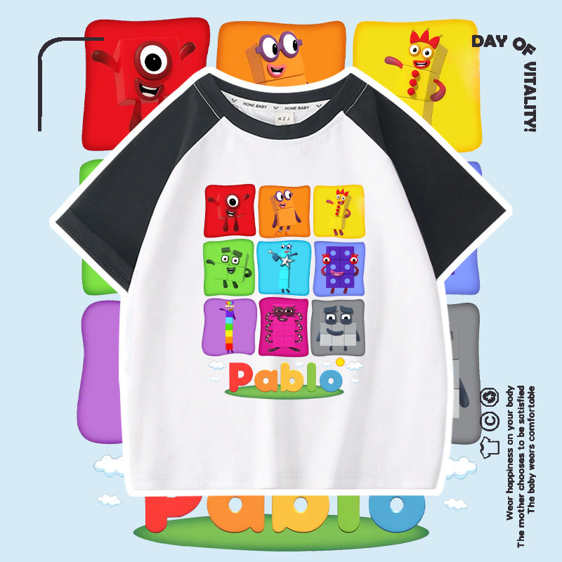数字积木衣服儿童t恤短袖number