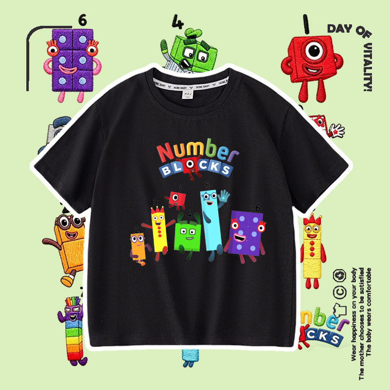 数字积木衣服儿童t恤短袖number