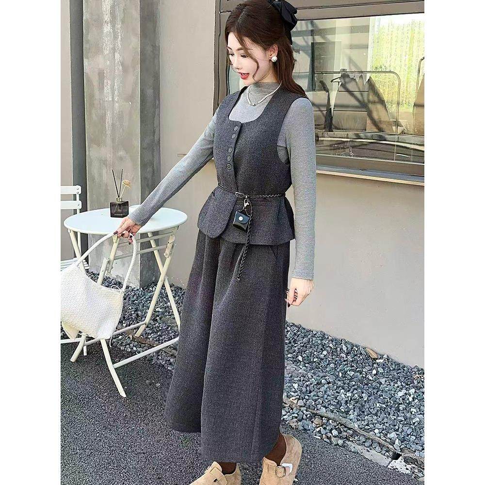 ROUMIKL时尚马甲套装女2025春秋新款小个子洋气减龄九分阔腿裤三