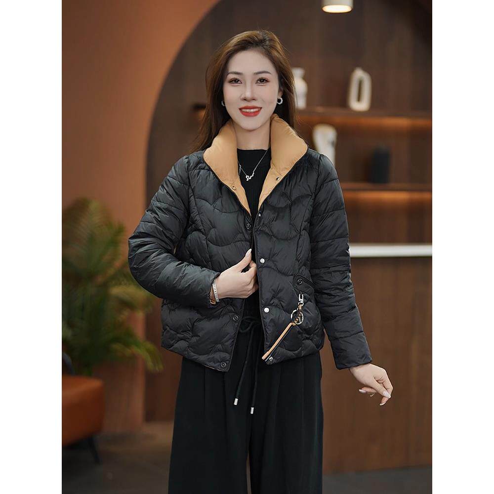 ROUMIKL轻薄服女短款2025年新款韩版宽松小个子轻便立领衣秋冬潮