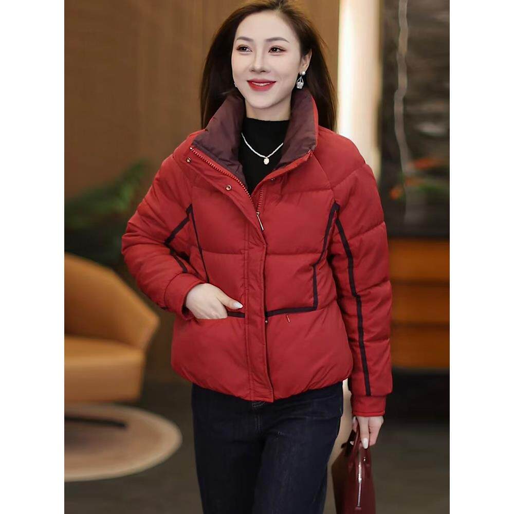 ROUMIKL加厚短款撞色服外套女款冬季时尚面包服小个子时尚洋气袄