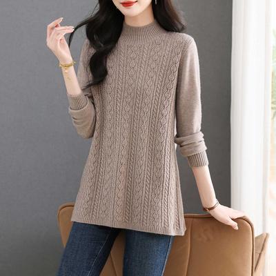 ROUMIKL中长款半高领毛衣女秋冬2025新款遮屁股针织衫洋气高档内