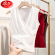 浪莎正品 纯色棉t气质百搭上衣 新款 V领无袖 T恤女白色背心2026秋季