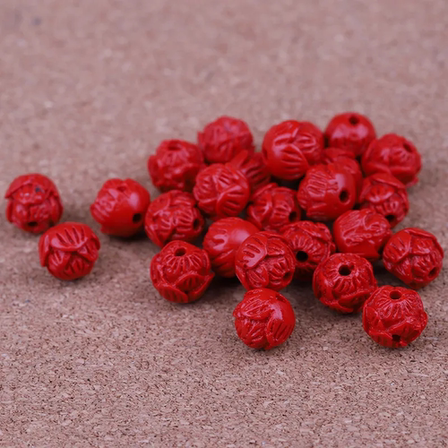 朱砂红砂莲花珠 散珠圆珠弟子珠背云吊坠diy饰品配件流苏挂饰配件