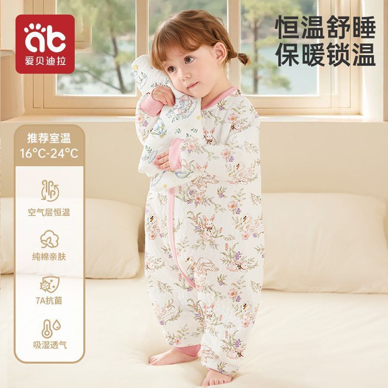 婴儿睡袋秋冬纯棉恒温空