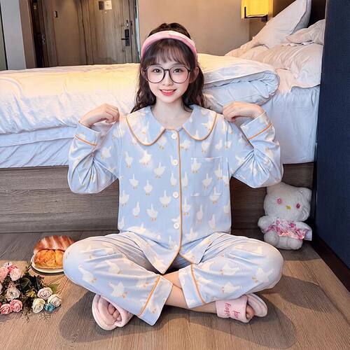 云朵棉睡衣女童娃娃领薄