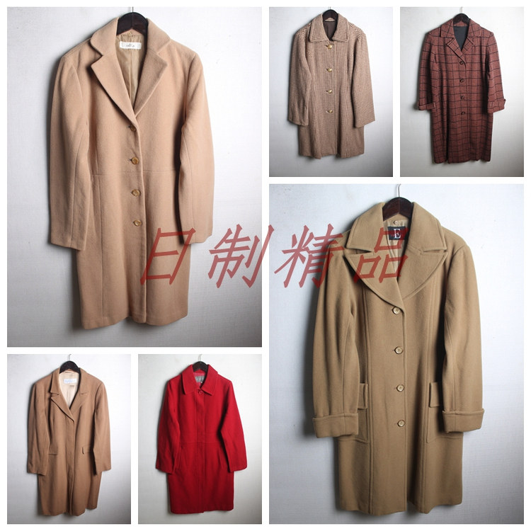 古着大衣女vintage欧美复古茧型BF羊驼日制 中古 羊毛毛呢外套