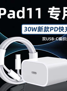 适用苹果iPad 11充电器30WPD快充平板11英寸iPad11充电头iPad第11代11英寸平板电脑充电器ipad11编制线2米