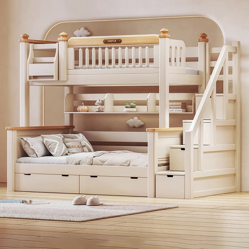百冠环球 樱桃木高低床儿童北欧上下铺床双人实木双层分体子母床