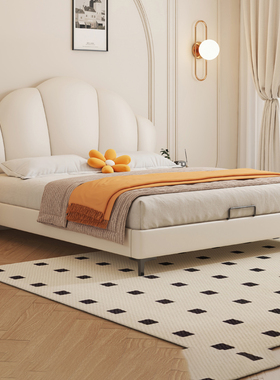 百冠环球 儿童床男女孩1.5m1.8米真皮床双人贝壳公主床北欧储物床