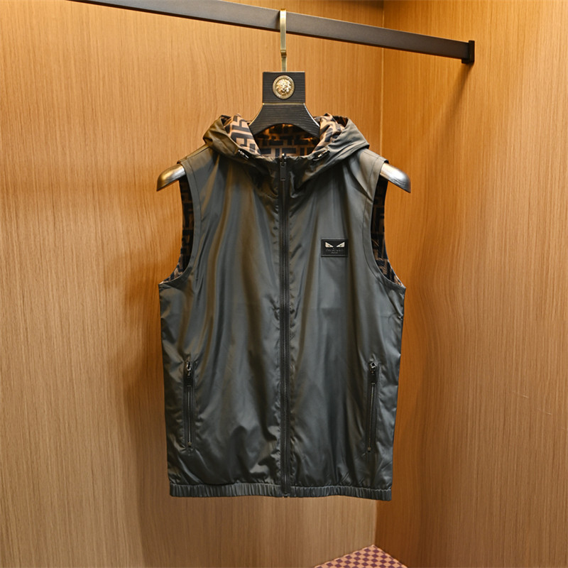 2025春季新款双面穿马甲夹克男装欧洲站潮牌轻奢字母修身连帽外套,男装,常规马甲,淘宝优惠券,粉丝福利购,淘宝优惠卷