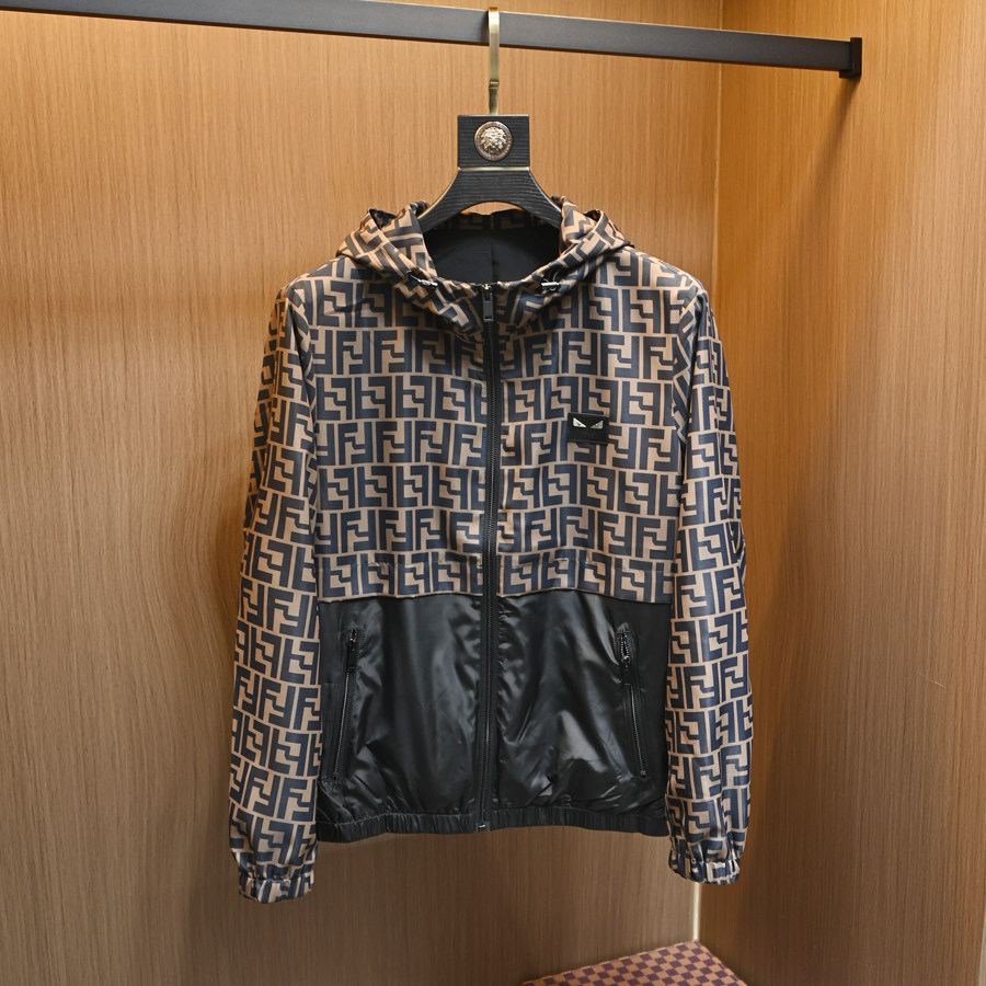 欧洲站时尚字母撞色夹克男春秋季潮牌修身休闲防风高品质连帽外套