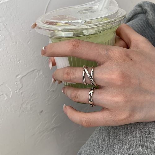 冷淡风食指戒指女ins潮嘻哈时尚个性复古开口戒指女小众设计饰品