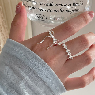 合集24款飘带蝴蝶结戒指女简约线条百搭叠戴开口ins风网红食指戒