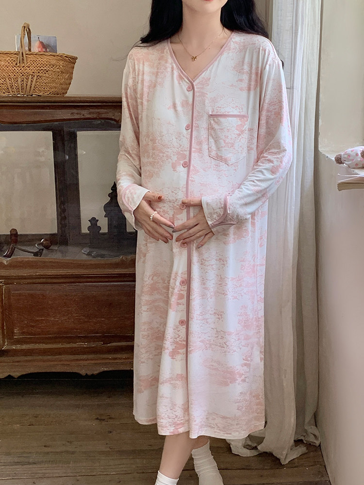 여름 산부인과 병원 산부인과 스커트 산부인과 잠옷 여름 얇은 산후 모달 감금복 여름 모유수유