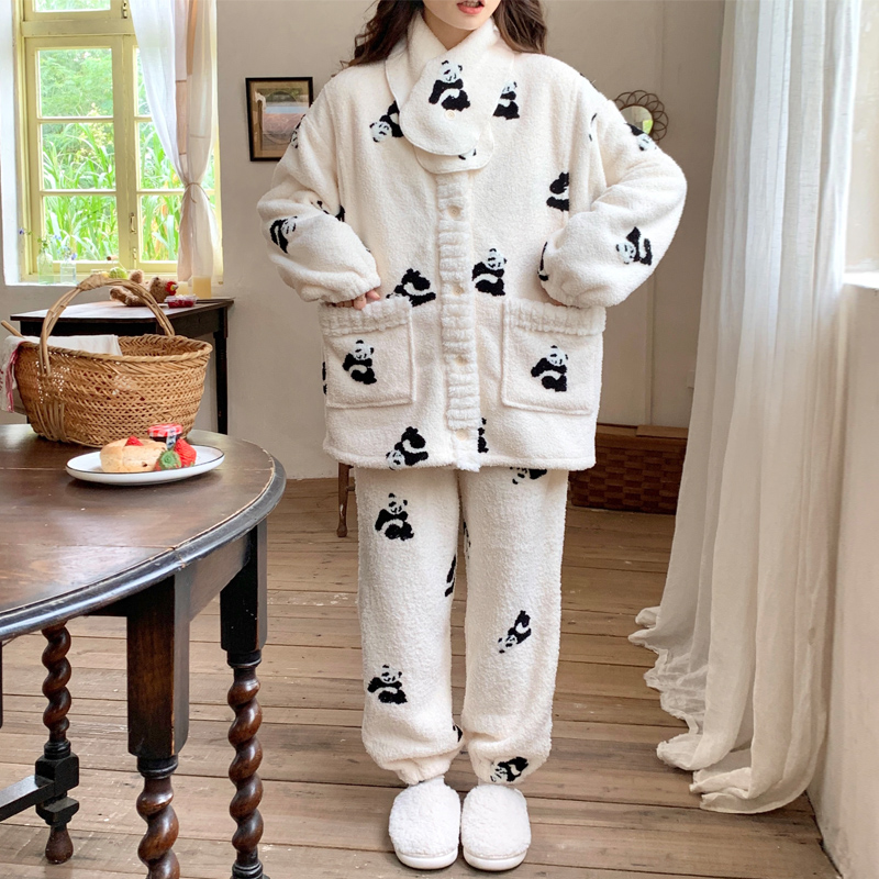 秋冬法兰绒月子服孕妇睡衣冬款加绒加厚睡裤冬季可调节产后家居服