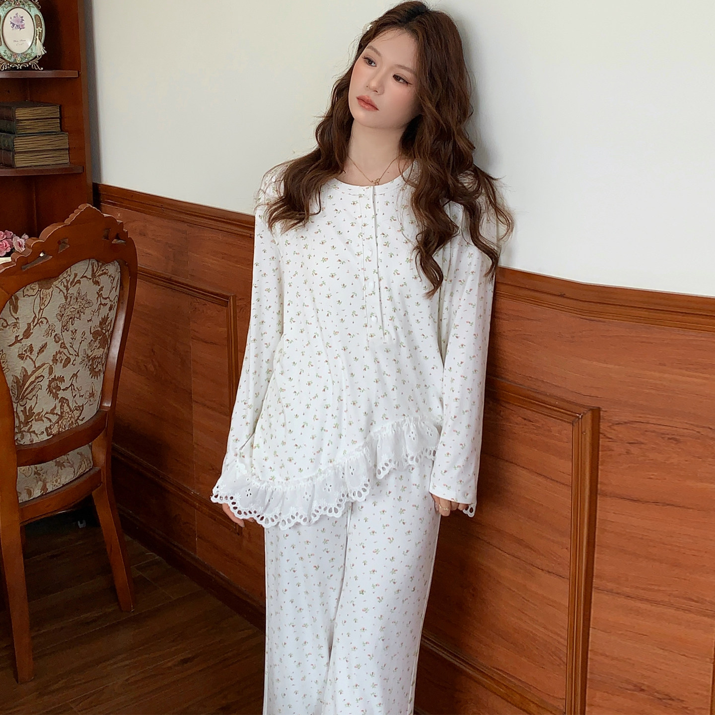 夏季待产4月份5月子服莫代尔带胸垫春夏孕妇睡衣不勒肚家居服套装