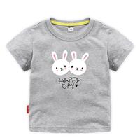 Girls' half-sleeved T-shirt, pure cotton, cute and stylish little white rabbit, children's and babies' short-sleeved T-shirt, summer children's clothing in red thumbnail 4