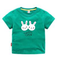 Girls' half-sleeved T-shirt, pure cotton, cute and stylish little white rabbit, children's and babies' short-sleeved T-shirt, summer children's clothing in red thumbnail 5