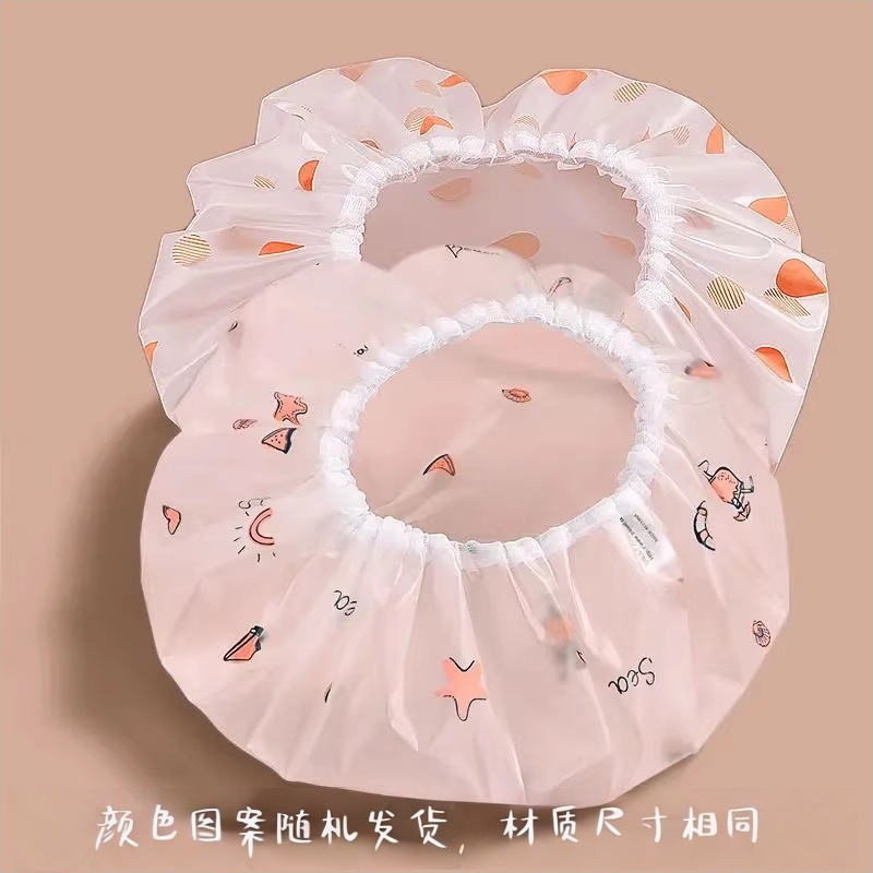 加厚浴帽防水沐浴帽淋浴双层头套帽厨房防油烟帽子女洗澡发套HWJ