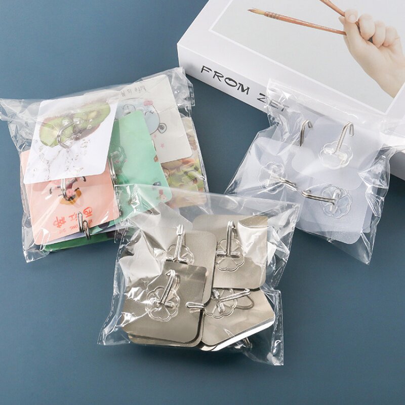 10个装透明粘钩印花挂钩家用免打孔衣服挂钩厨房浴室门后挂钩