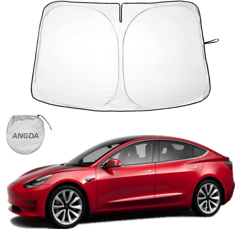 适用特斯拉Model3挡风玻璃ModelY遮阳板190T遮光板折叠汽车遮阳挡