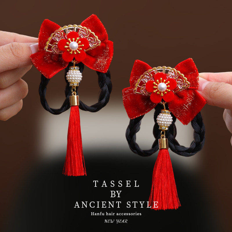 红色新年蝴蝶结儿童发夹发饰过年喜庆头饰中国风女童古风汉服发夹,童装/婴儿装/亲子装,发饰,淘宝优惠券,粉丝福利购,淘宝优惠卷