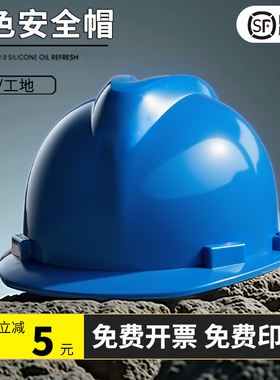 蓝色安全帽工地新国标定制印logo高级领导防砸防撞头盔施工建筑男