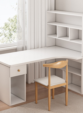 转角书桌书架组合书桌式L型写字桌卧室女孩电脑梳妆台化妆一体桌