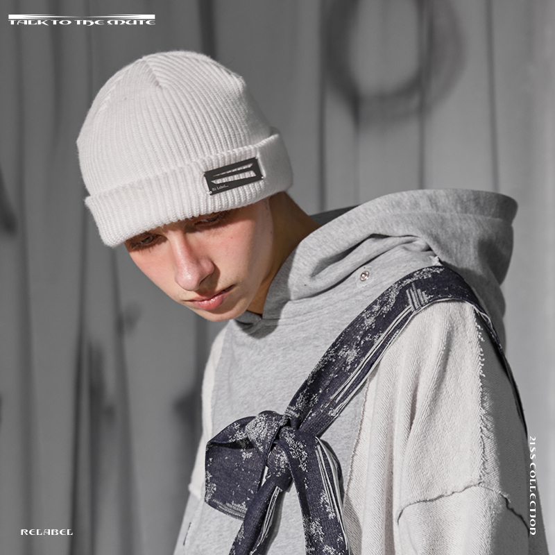 冷帽黑白黑白针织logo冷帽铁牌