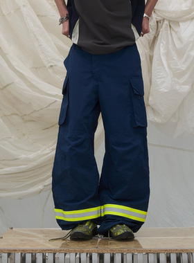 RELABEL 立体构成（筑造）层叠大口袋消防反光条尼龙工装休闲裤