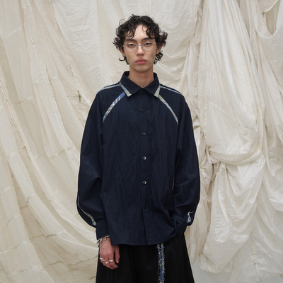 水洗晕染纹路人体结构分割衬衣