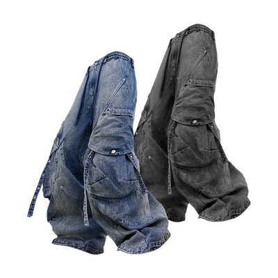 RELABEL（涟袋）定织浪感条纹调节飘带虚实水滴涟漪袋重洗牛仔裤