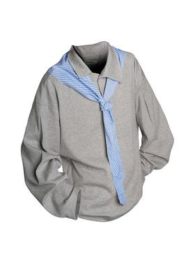 RELABEL 空间关系（两点透视）不对称斜领晶格百棉针织领巾POLO衫