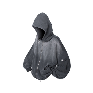 RELABEL 重工渐变洗水高领解构月牙口袋忍者拉链卫衣 ‘LABEL