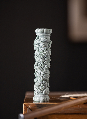 新中式创意龙柱鱼缸沉水造景布景装饰品摆件家居客厅桌面盆栽景观