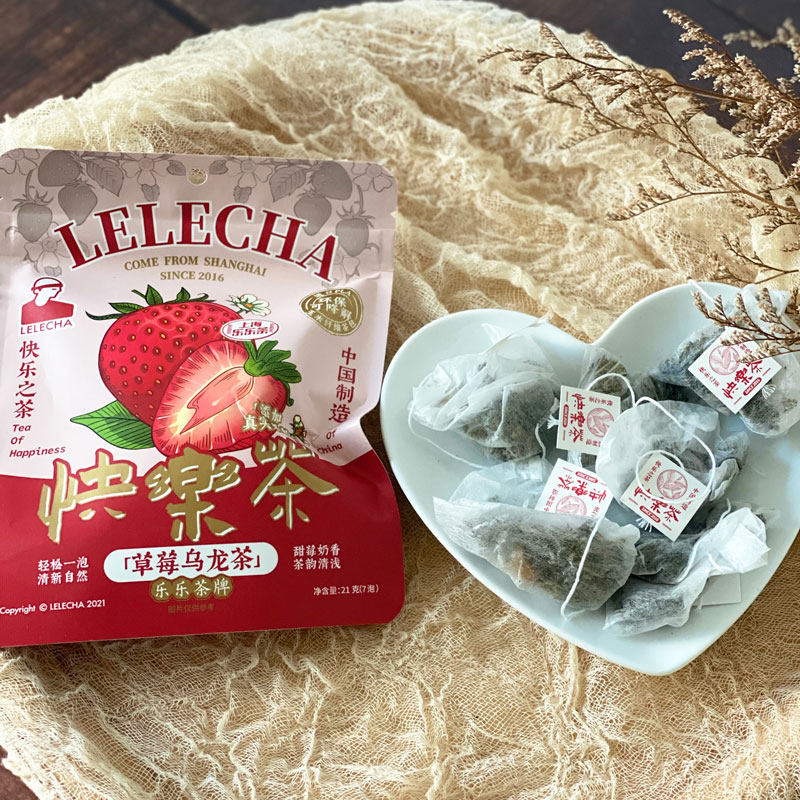 lelecha乐乐茶牌快乐茶白桃葡萄草莓菠萝乌龙茶热泡冷泡水果茶21g