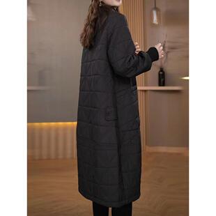 ROUMIKL黑色服外套女秋冬季新款中长款加厚保暖衣中年妈妈装时尚