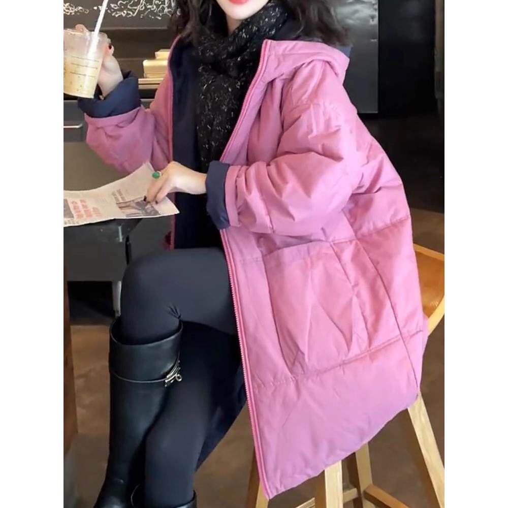 ROUMIKL高端时尚加加厚服连帽外套女冬季温柔气质休闲外穿衣女