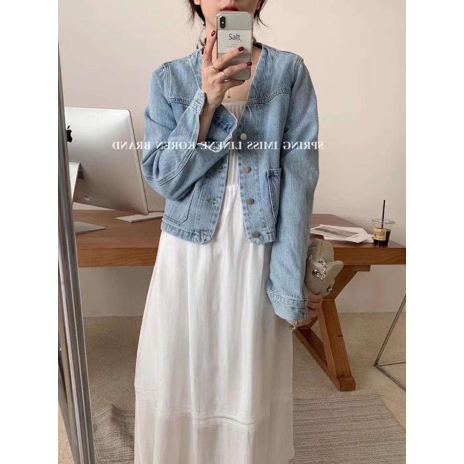 ROUMIKL品牌高端女装2025年新款秋季时尚气质宽松百搭无领夹克牛