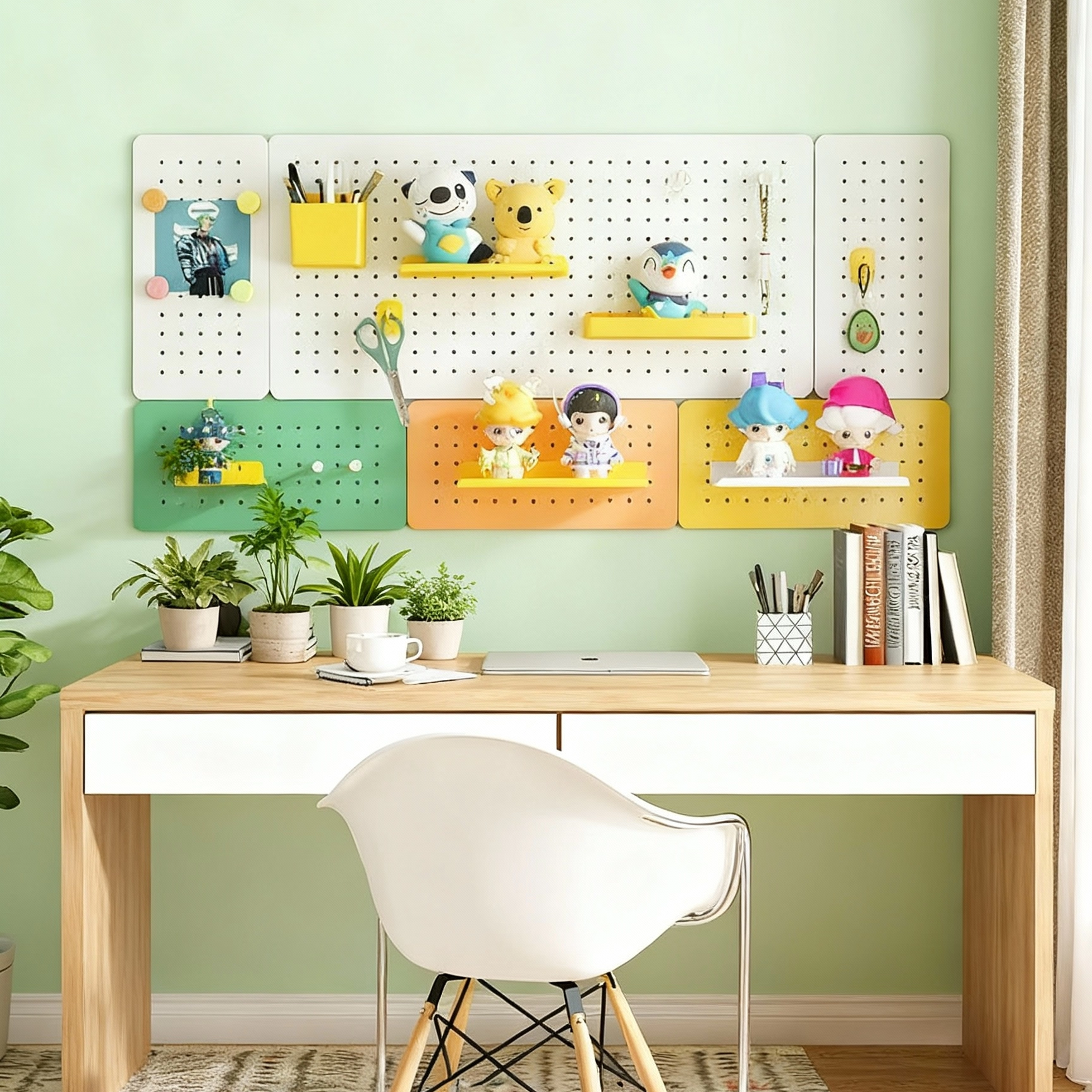 洞洞板墙面收纳DIY置物架书桌