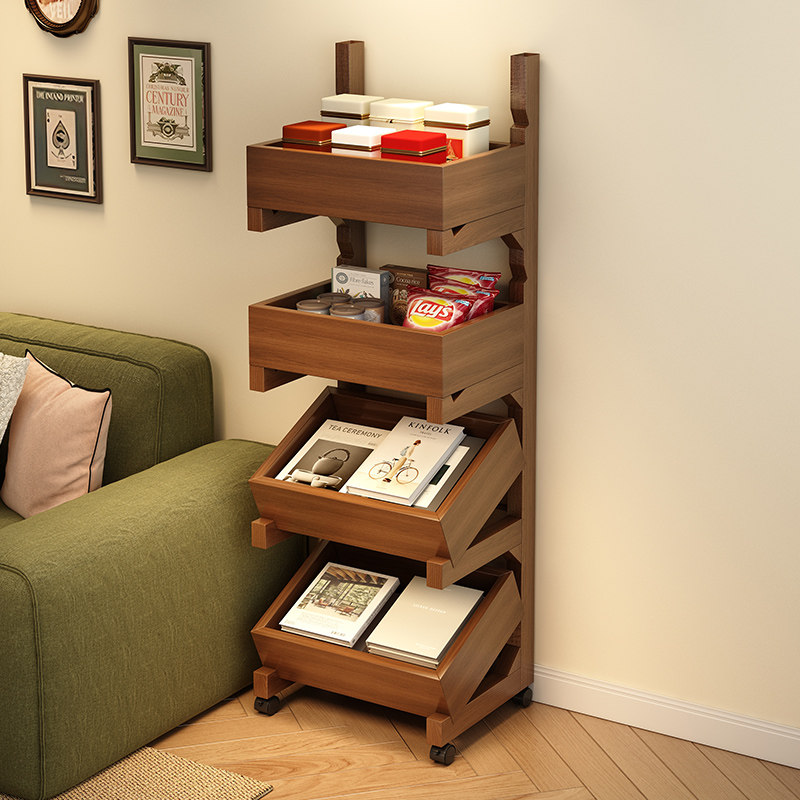 中古风收纳置物架可移动收纳柜家用零食小推车出租房角落储物柜子,收纳整理,收纳柜,淘宝优惠券,粉丝福利购,淘宝优惠卷