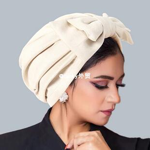 法式蝴蝶结头巾帽中东套头帽鹿皮绒印度帽民族包头帽子turban hat