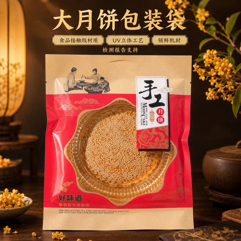 中秋大月饼包装袋传统手工月饼机封袋子带托盘广式礼饼喜饼礼品袋