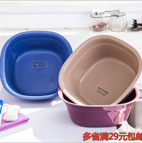创意日用家居家用纯色方形加厚塑料洗菜盆洗脸盆洗脚盆洗衣服盆子